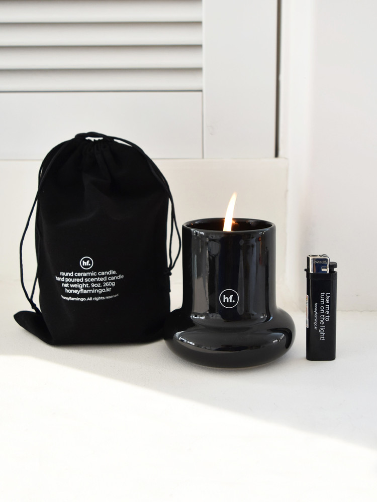 ラウンド セラミック キャンドル ブラック エディション - 3つの香り