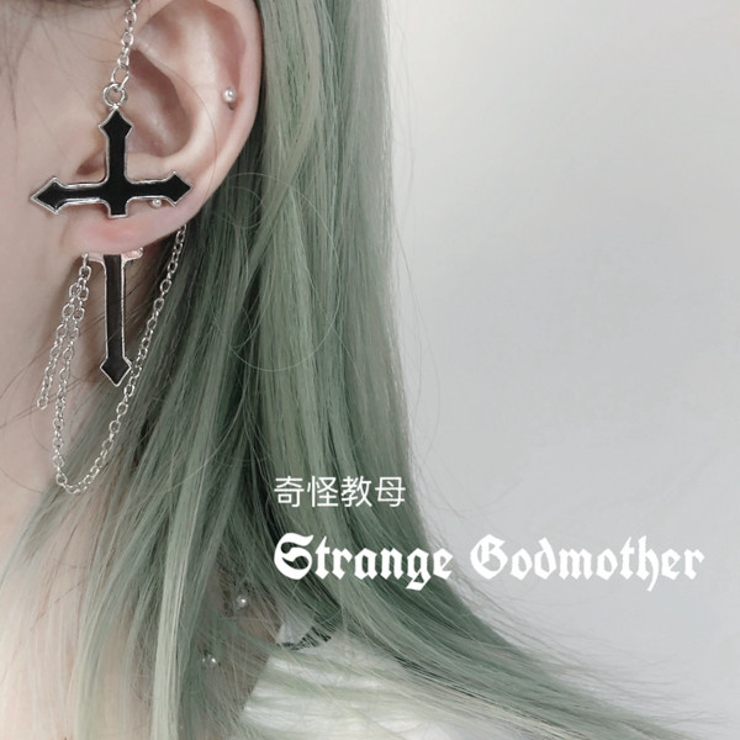 ま*る様 クロス型ストーン付きピアス(片耳用) ま*る様 クロス型