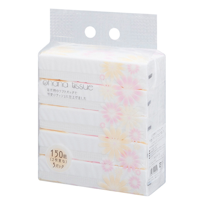 日野出 OHANAソフトパックティッシュ 150W5Pの通販｜ティシュBOX｜紙