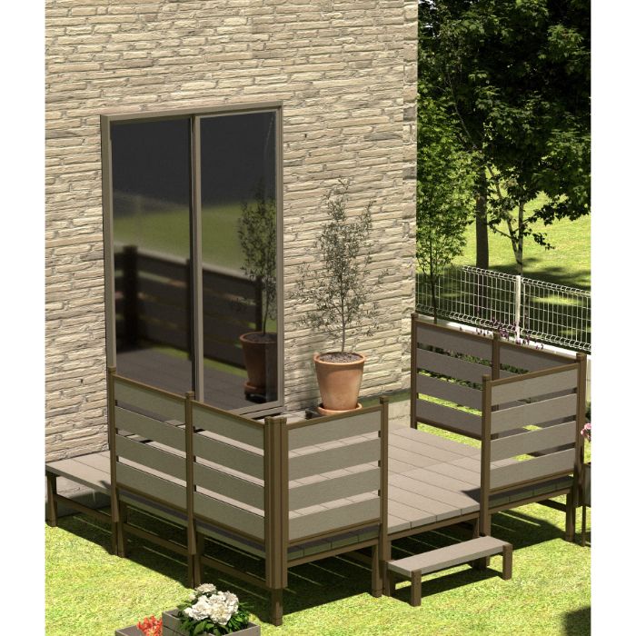 AKS 人工木ユニットデッキ2T型 AB 894×894×450ー550の通販｜デッキ