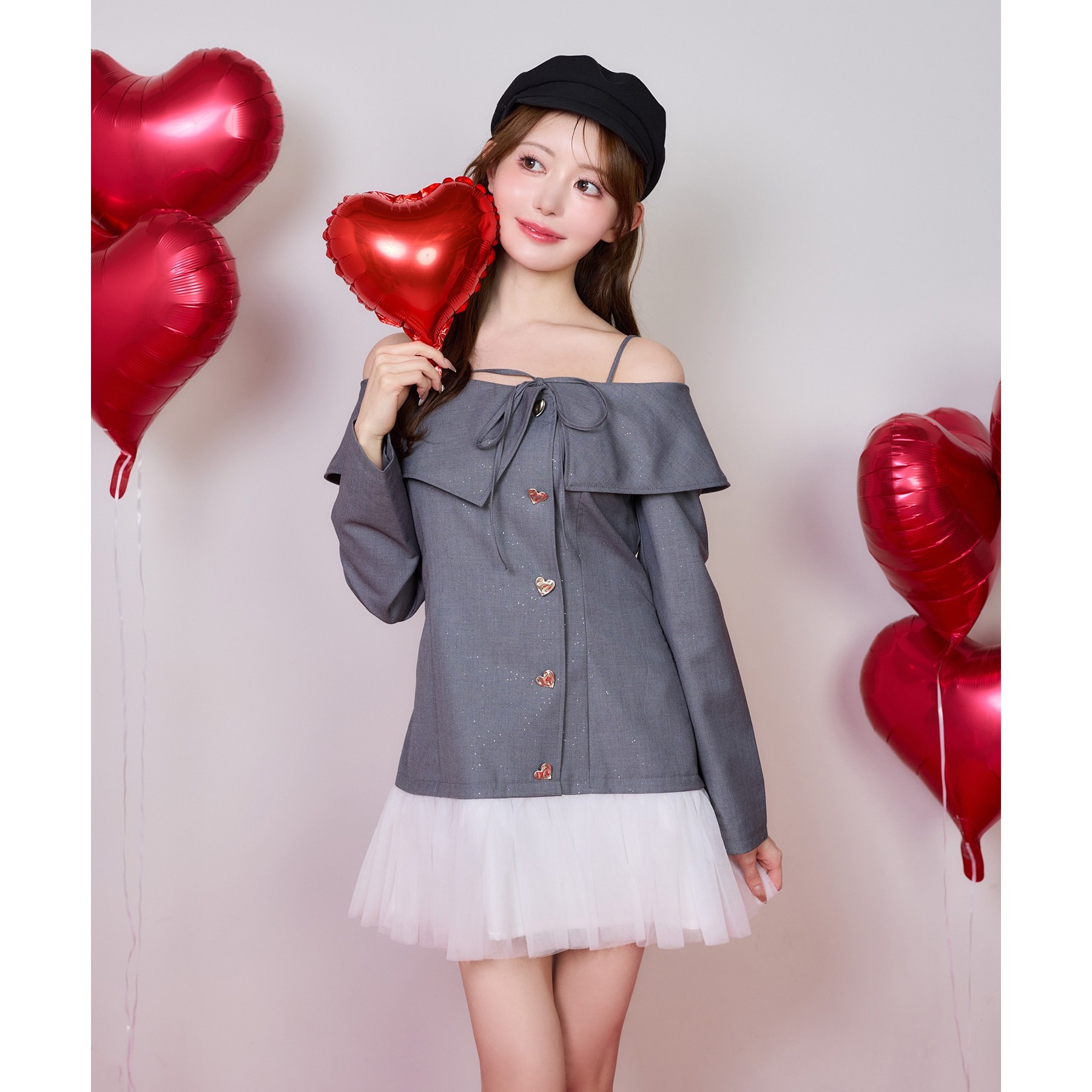 ハートボタン切替ミニワンピース | ファッション通販サイト NUGU