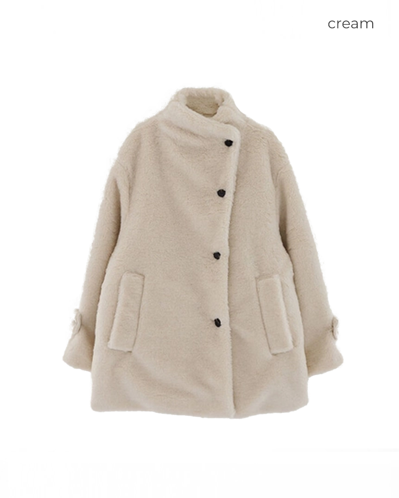 7回再販](ORIGINAL) ハイネックフェイクアルパカミドルコート