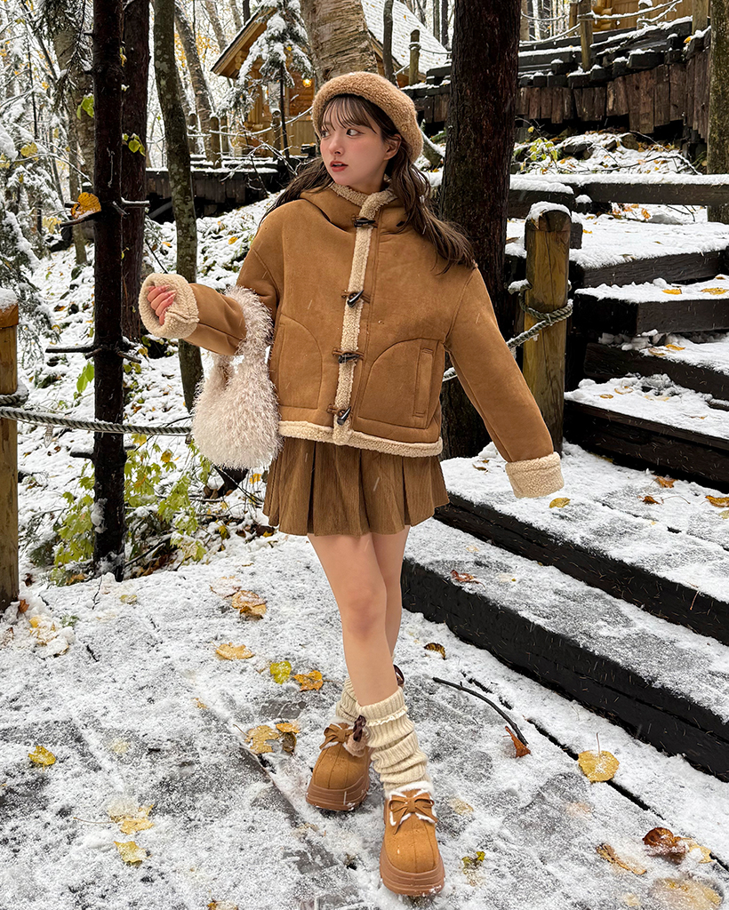 ボアショートフードムートンダッフルコート | ファッション通販サイト NUGU