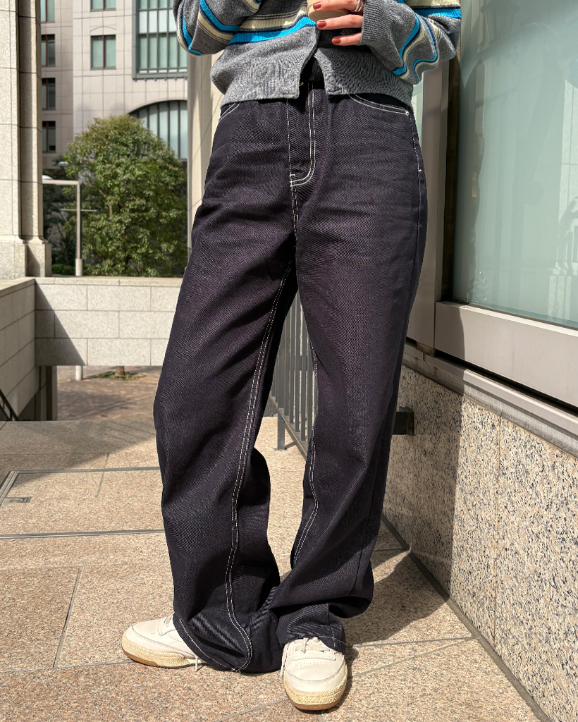 フラップステッチポイントリジットデニムパンツ | ファッション通販