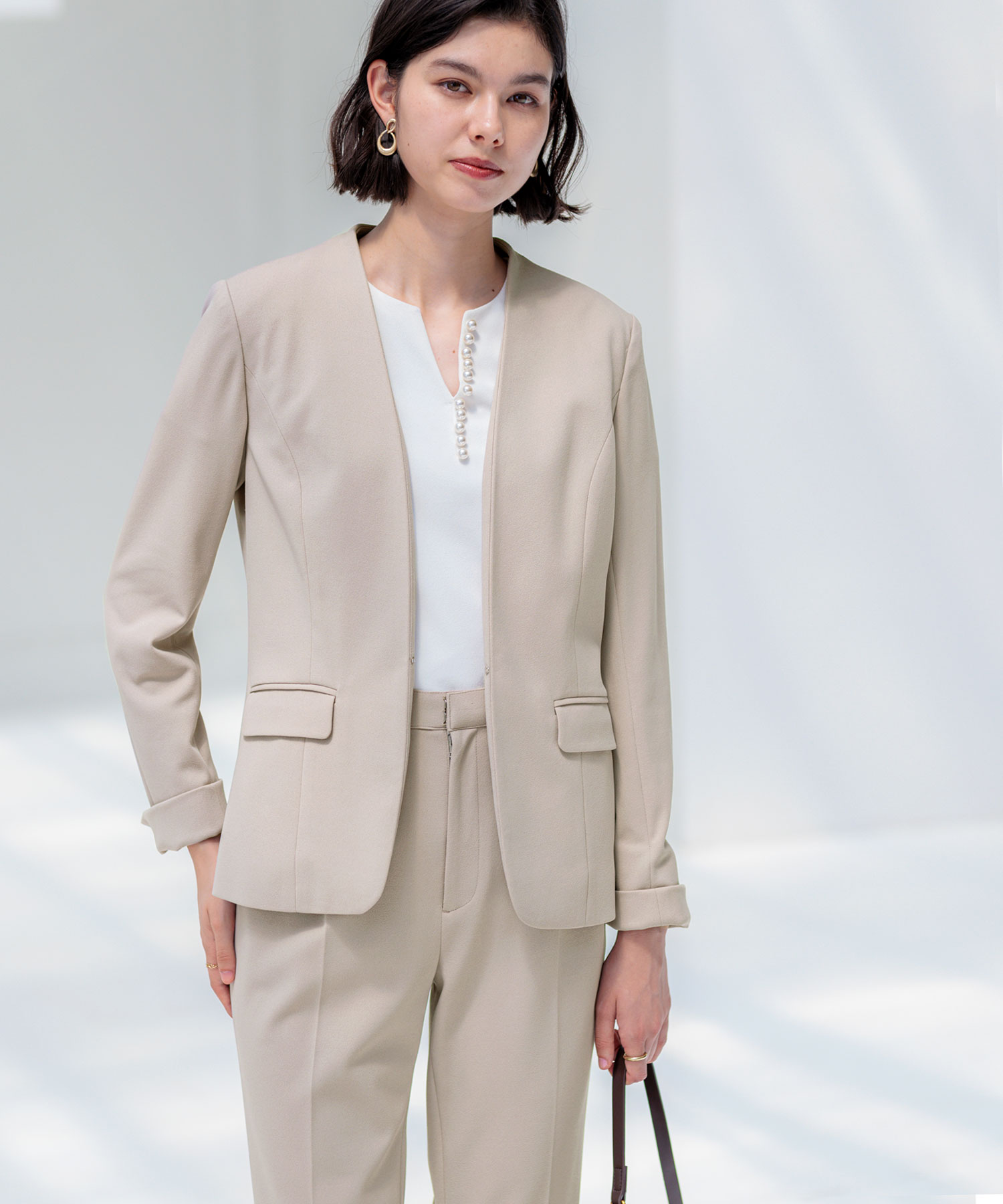 入卒／セレモニー】のびのび！ストレッチノーカラージャケット