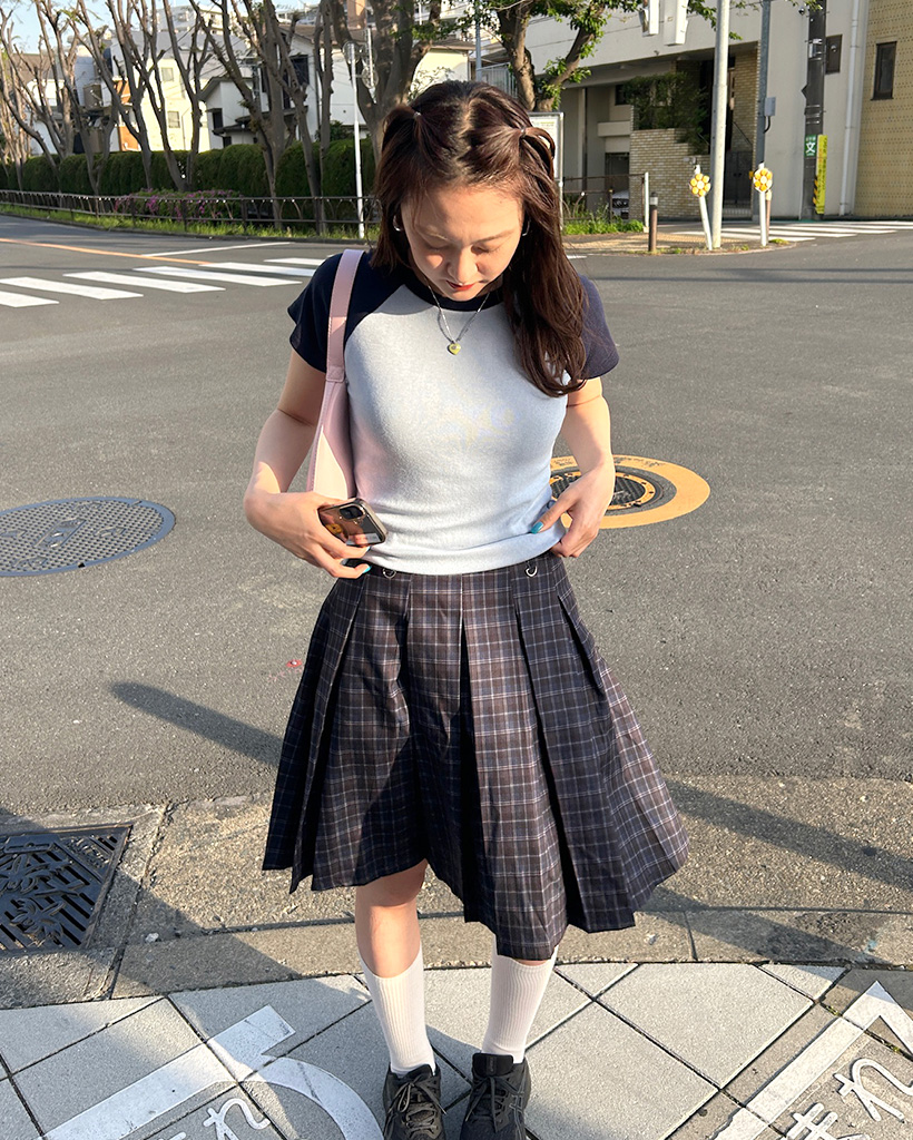 サイドプリーツチェックミディスカート | ファッション通販サイト NUGU