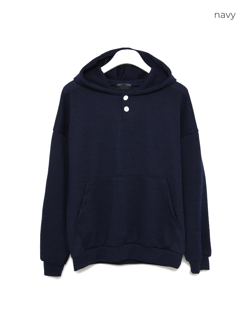 ツーボタンヘンリーネックフードニット | ファッション通販サイト NUGU