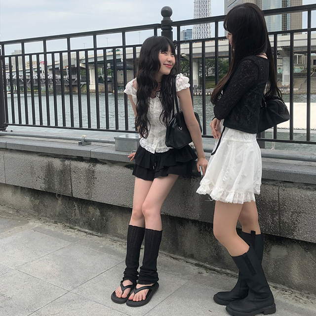 おすすめコーデ] 2段ティアードミニキュロットスカート(3color