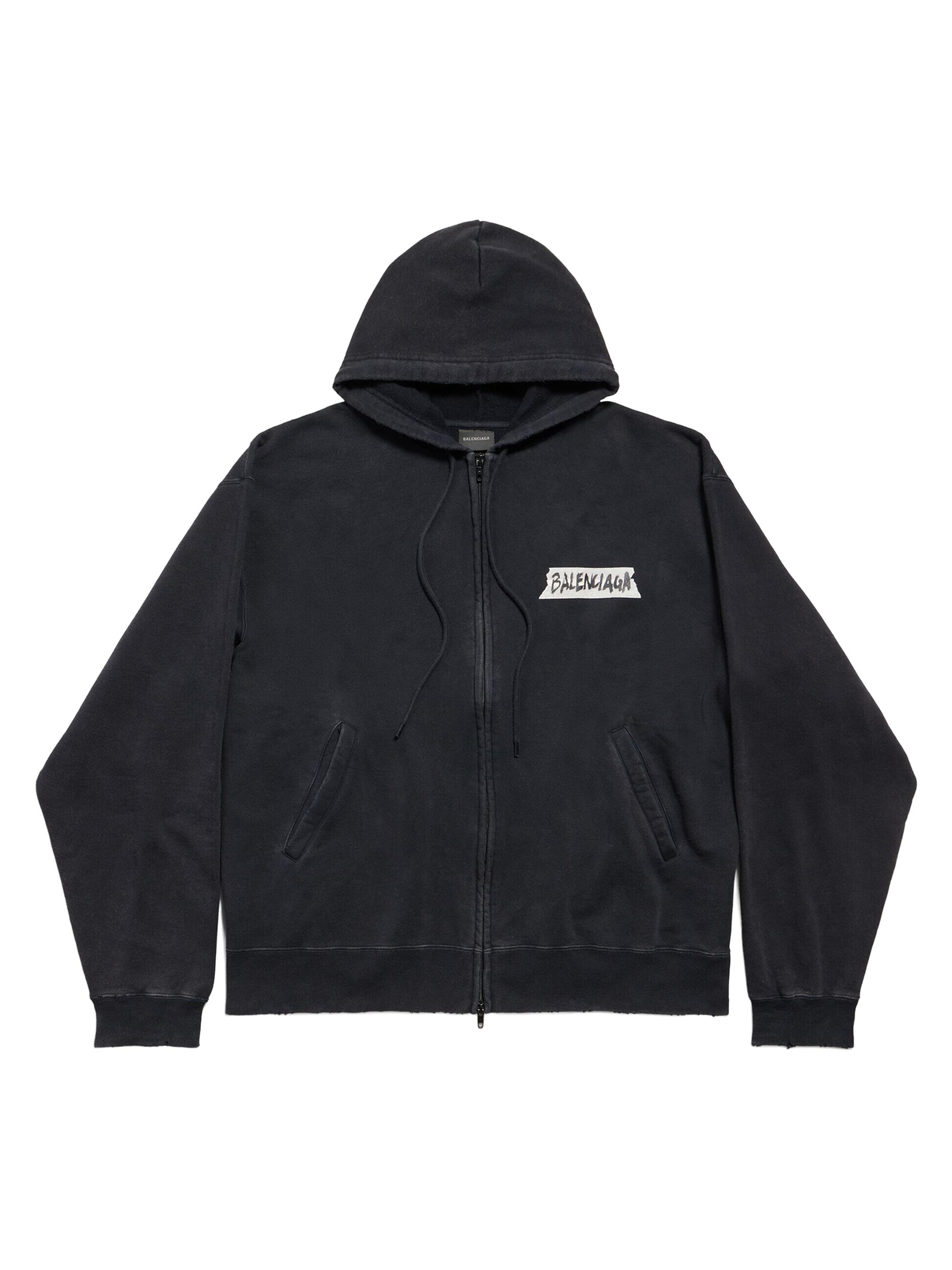 Balenciaga Fashion Designer Pulled Zip-Up Hoodie Large Fit | Saks