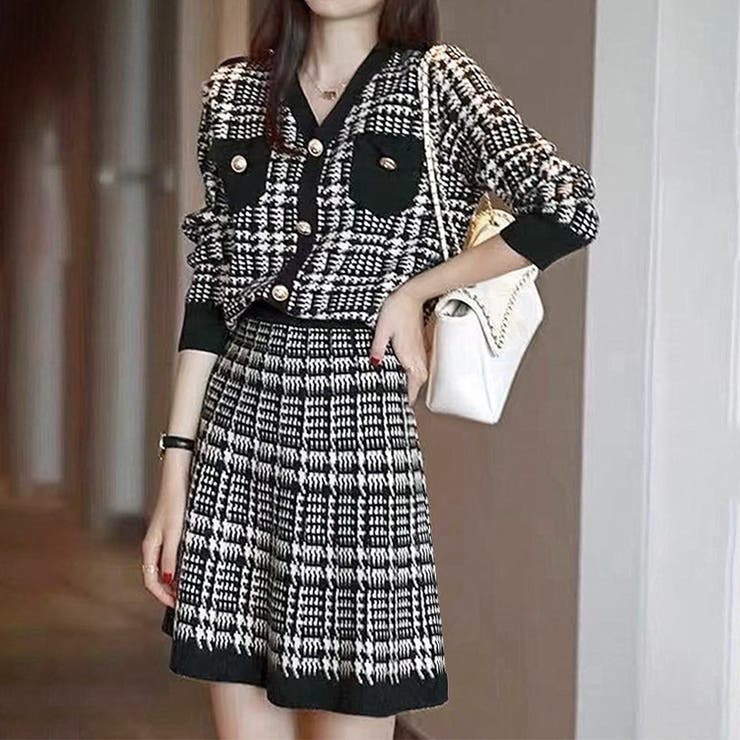 千鳥柄セットアップツイード風セクシー[品番：AGCW0002780]｜SUNSHINE