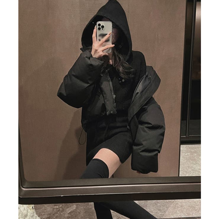 ミニニットワンピース フード付き 韓国風[品番：II000011246