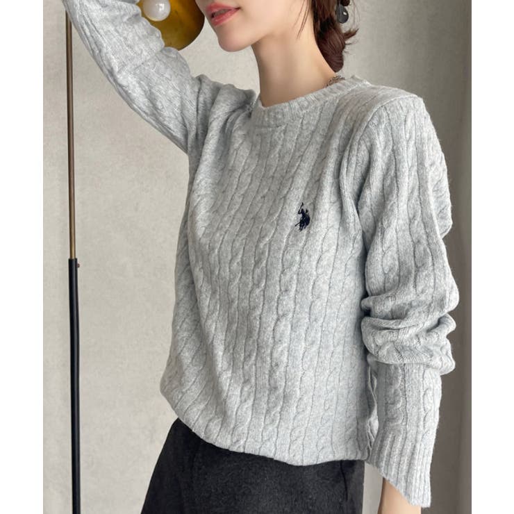 U.S. POLO ASSN. 総ケーブルデザイン クルーネック ニット[品番