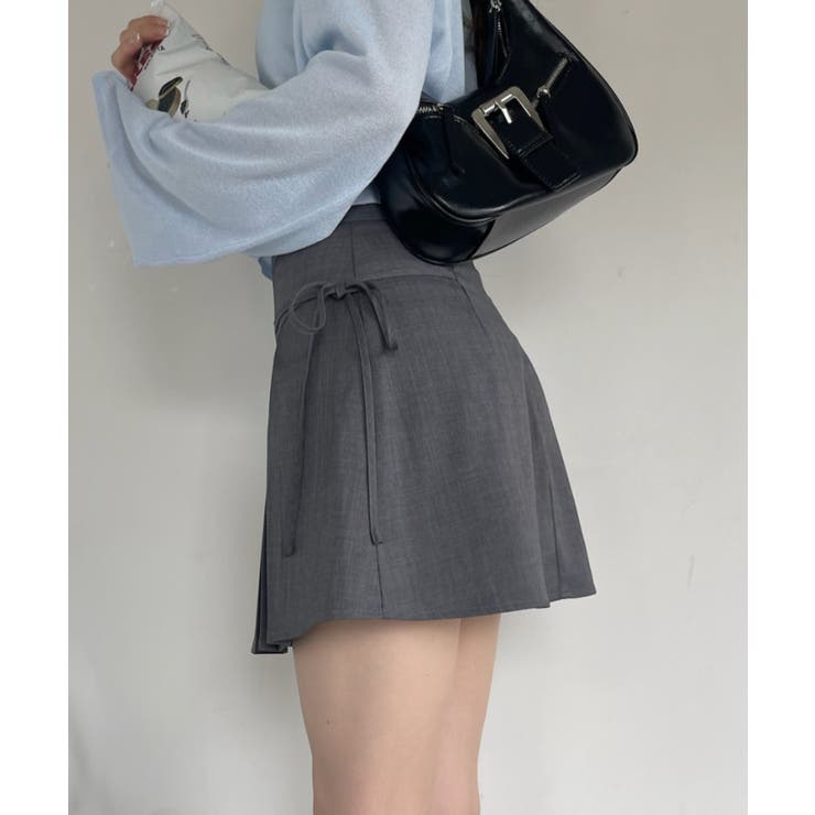 リボン デザイン プリーツ ミニスカート[品番：ORGW0008921]｜Ada