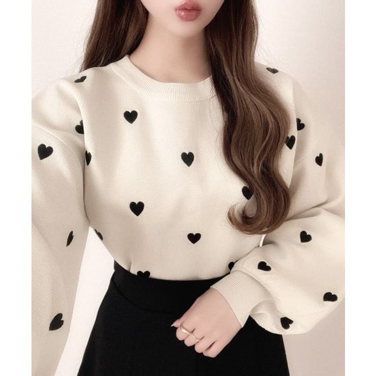 ハート刺繍 ニット プルオーバー[品番：ORGW0008402]｜Ada.（エイダ