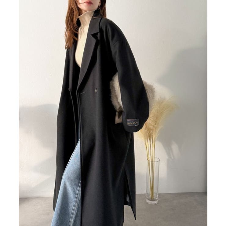 定番、レトロシルエット。ダブルテーラードロングコート[品番