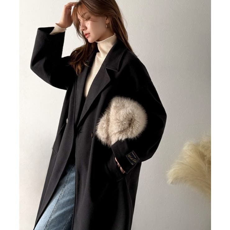 定番、レトロシルエット。ダブルテーラードロングコート[品番