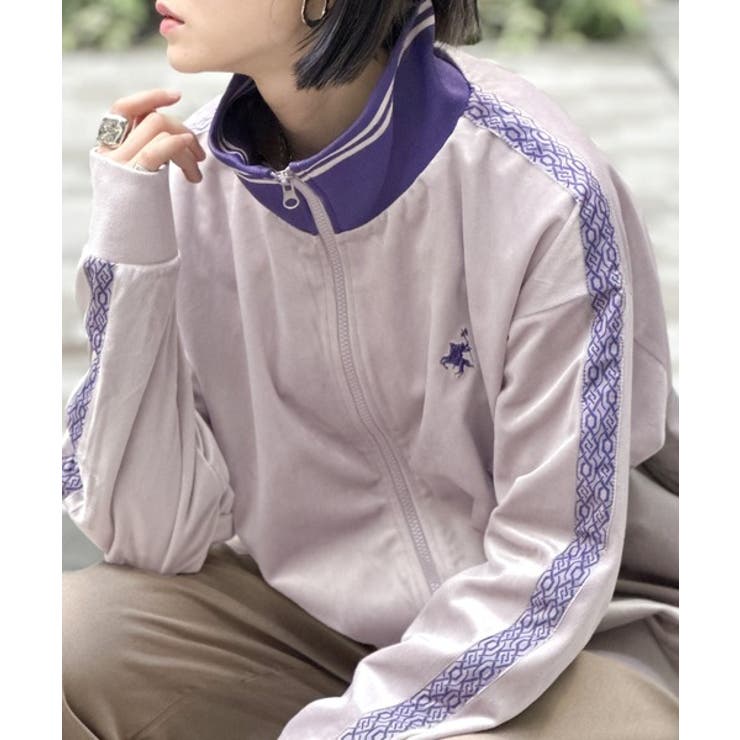大人の旬スタイル！胸刺繍ベロアトラックジャケット[品番：WZ000004883
