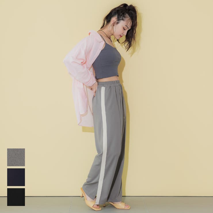 スリット入りサイドラインジャージーパンツ[品番：PA000014886]｜coca