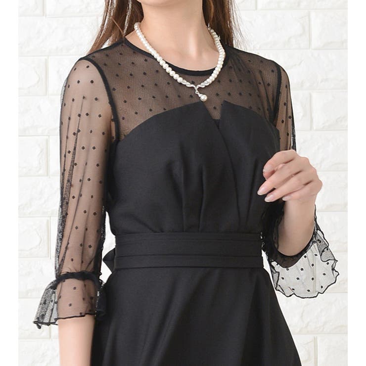 パーティードレス ドット柄レース 水玉レース[品番：LCLW0001130