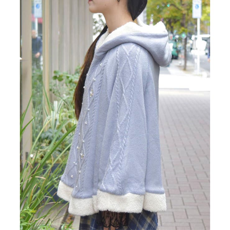 ビジュー裏ボアニットポンチョ[品番：IGAW0005635]｜axes femme
