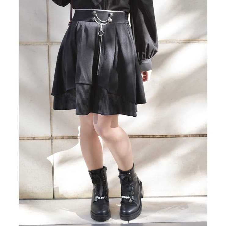 チェーンファスナー付ミニスカート[品番：IGAW0005765]｜axes femme