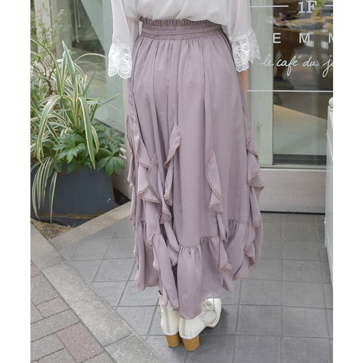シフォン×ラッフルフリルスカート[品番：IGAW0006105]｜axes femme