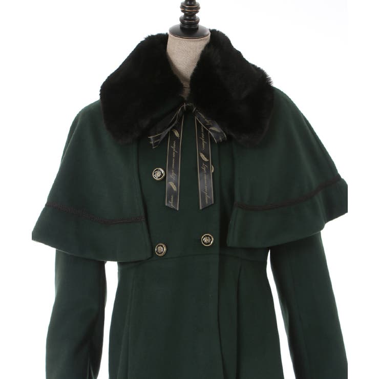 ファー襟付ケープロングコート[品番：IGAW0004046]｜axes femme