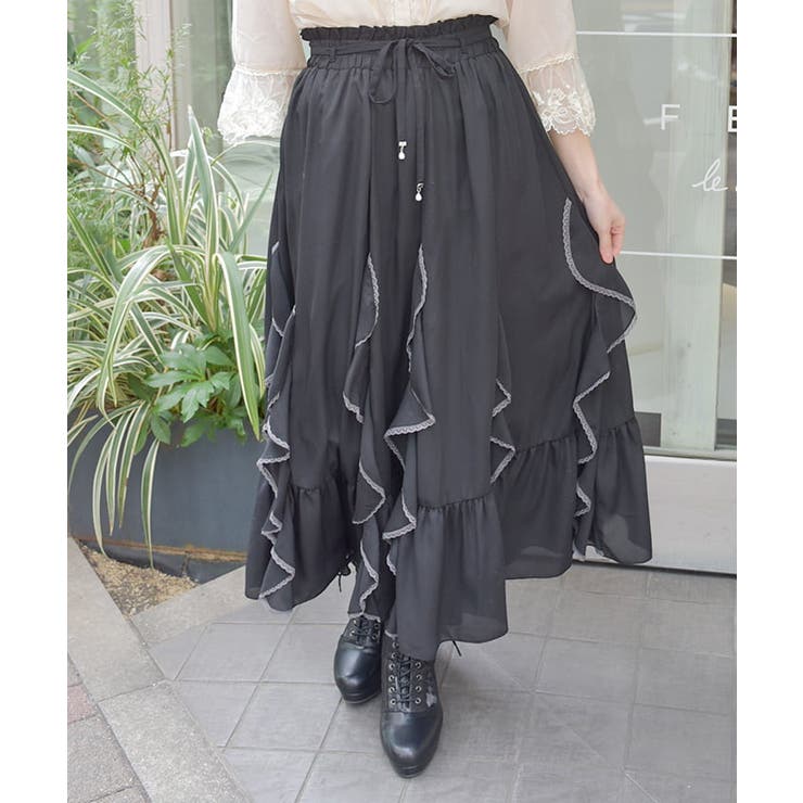 シフォン×ラッフルフリルスカート[品番：IGAW0006105]｜axes femme
