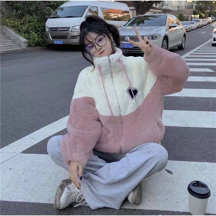 ボアジャケット ブルゾン アウター[品番：AKIW0004429]｜And Kawaii