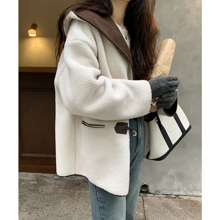 パイピングボアダッフルハーフコート 21089 ボアダッフルコート[品番