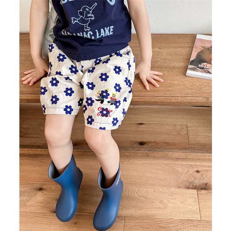 aimoha-KIDS-】韓国子供服 可愛い花柄ハーフパンツ[品番：XT000009420