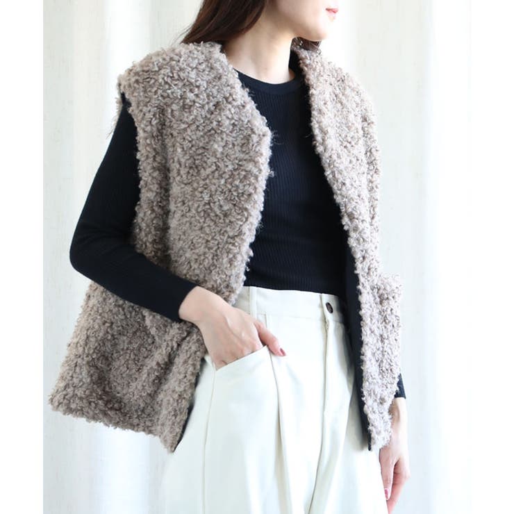 WAAC ボアベスト ジャケット サイズ2 アイボリー WAAC ボアベスト