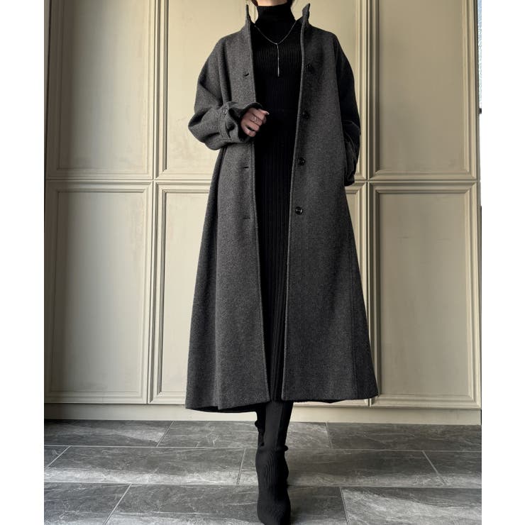 スタンドカラーロングコート[品番：AMTW0011663]｜JUNOAH（ジュノア