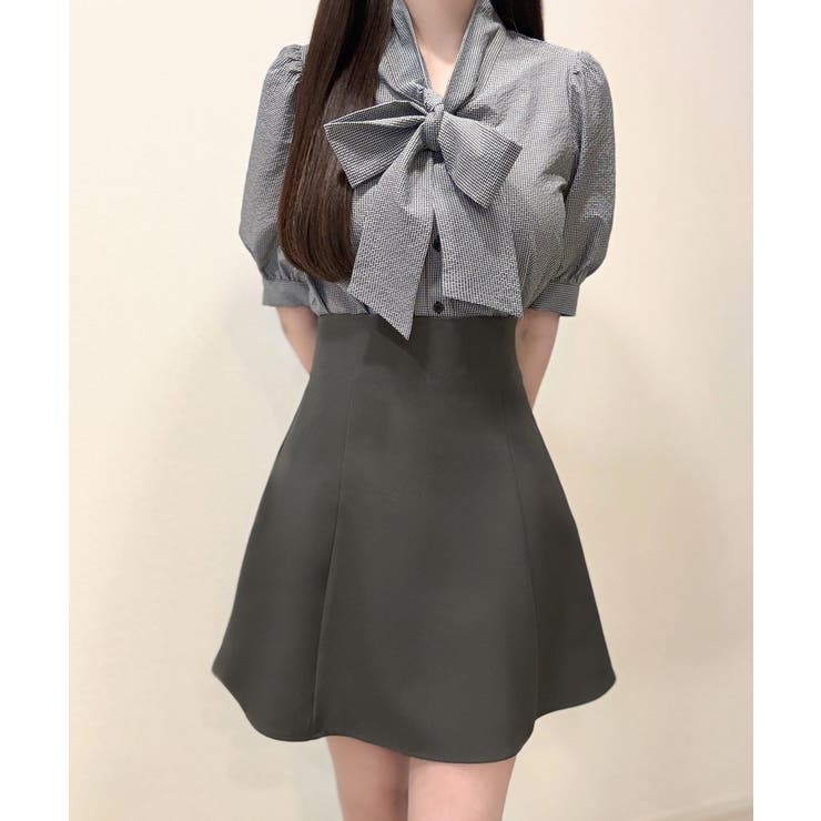 レースアップフレアミニスカート[品番：AMTW0012674]｜JUNOAH