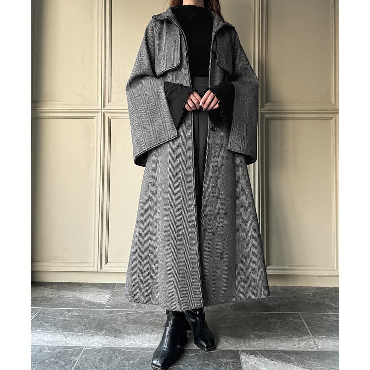 PUレザーベルトスタンドカラーコート[品番：AMTW0011910]｜JUNOAH