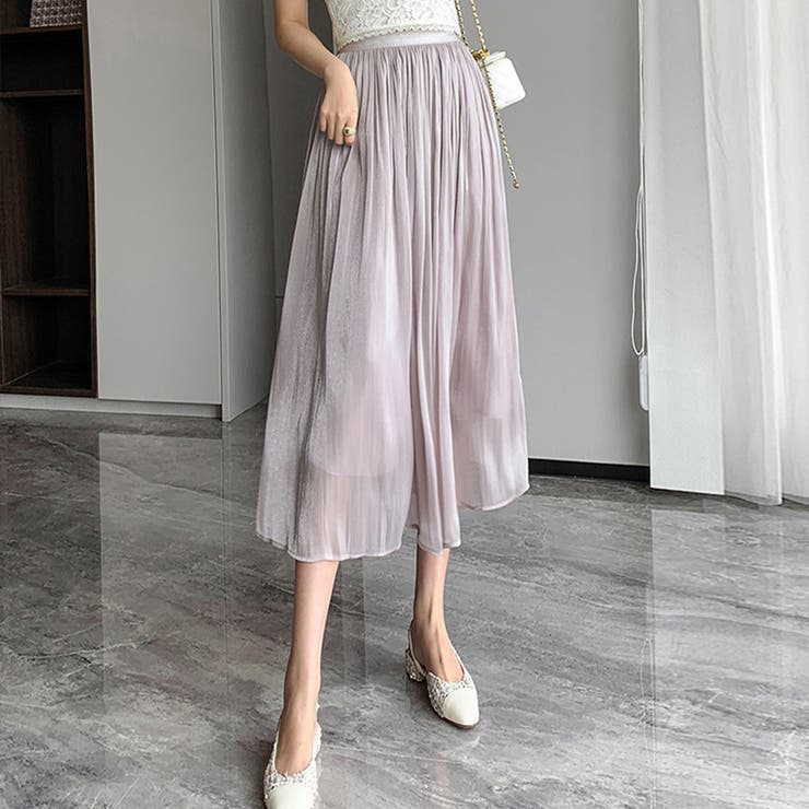 フレアスカート キャザー ロングスカート[品番：AGCW0005338