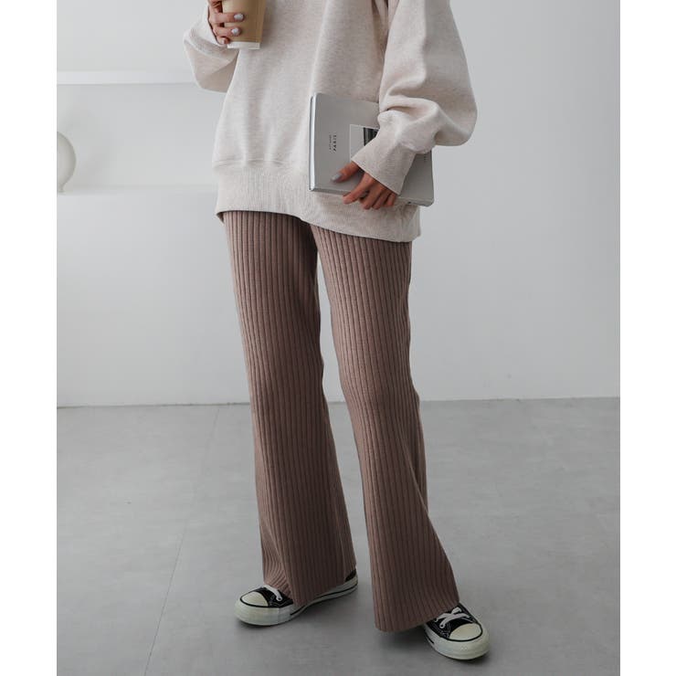 リブニット フレア パンツ[品番：AZ000003884]｜andme（アンドミー）の