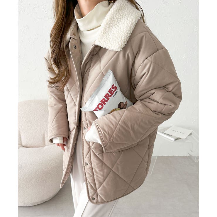 2way 襟ボア ダイヤキルティング[品番：AZ000004178]｜andme