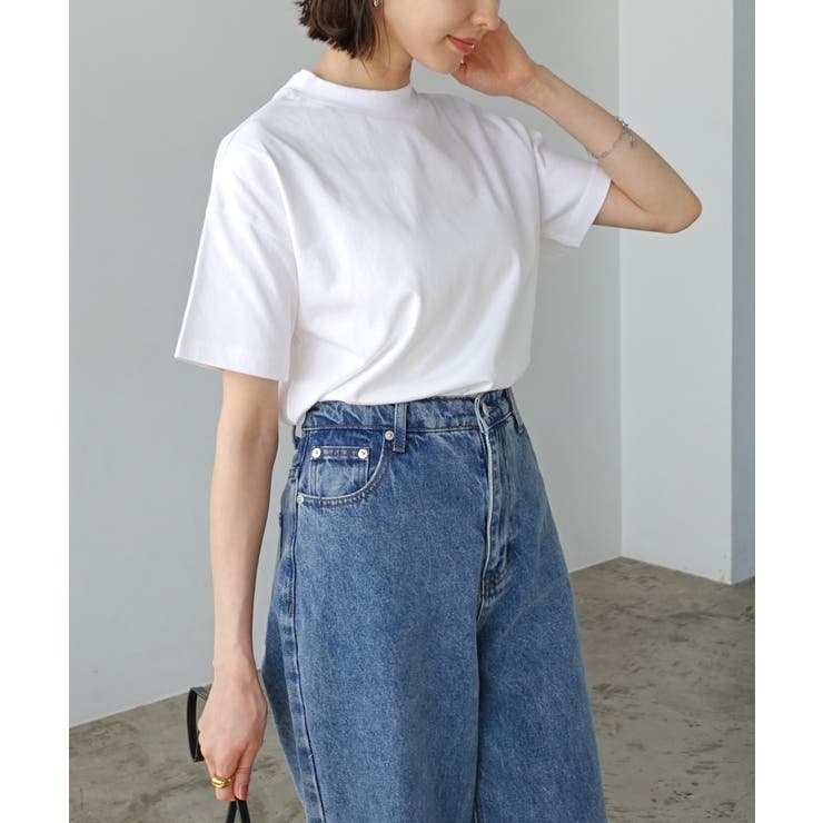 モックネック 半袖 Tシャツ[品番：AZ000004357]｜andme（アンドミー