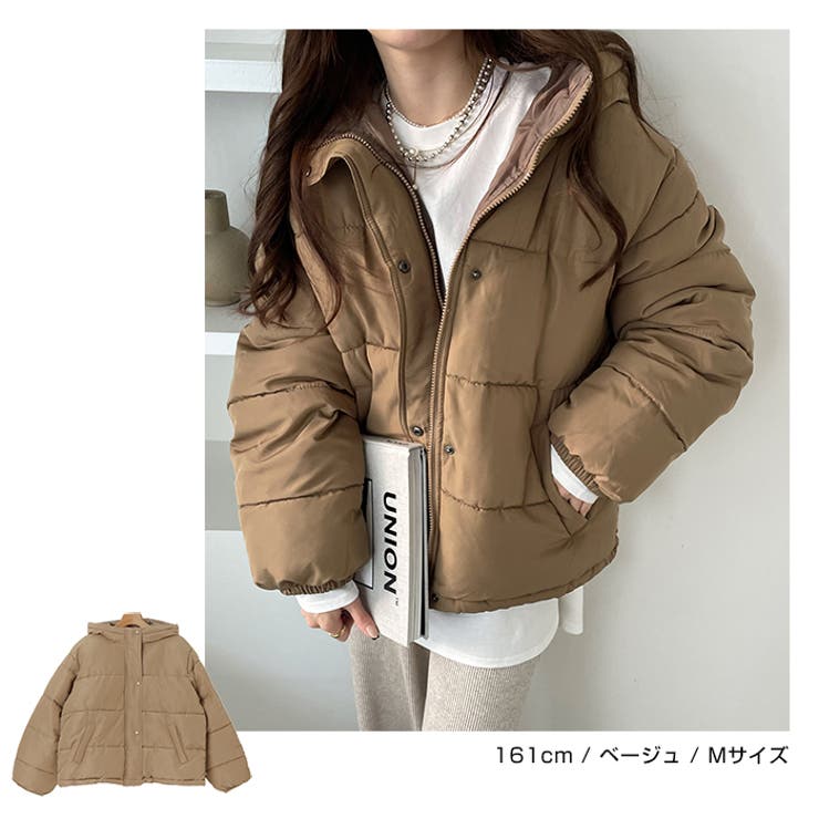 フード付き 中綿 フェイクダウンジャケット[品番：AZ000003602]｜andme