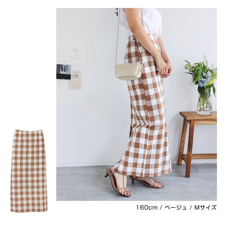ギンガムチェック タイト スカート[品番：AZ000004373]｜andme