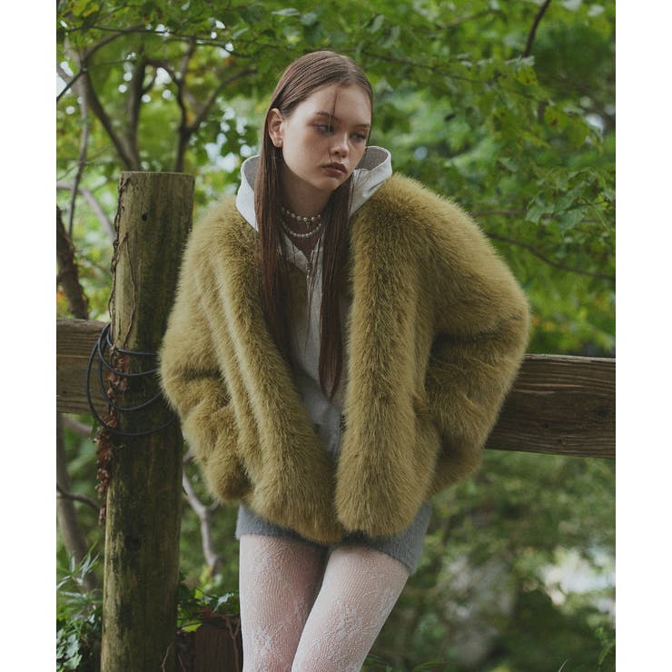 ノーカラーフェイクファーコート[品番：ADEW0005051]｜ad thie