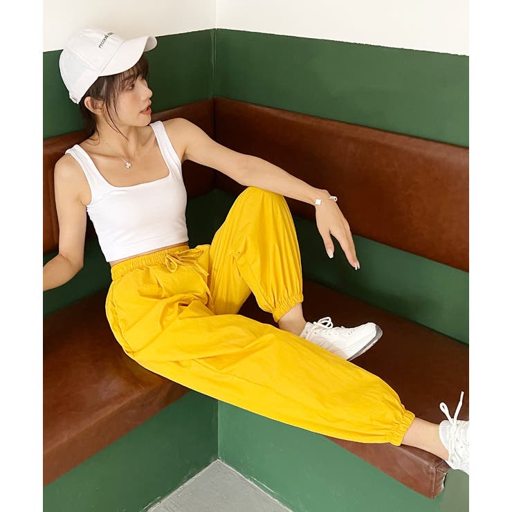 タック ワッシャー加工 カラージョガーナイロンパンツ[品番