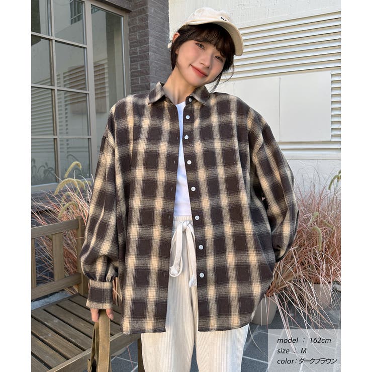 選べる2柄 ネルチェックビックシャツ[品番：ADEW0003785]｜ad thie