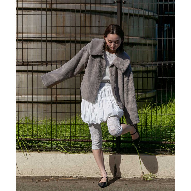 ふわふわソフトタッチ 衿付きエコファージャケット[品番：ADEW0003848