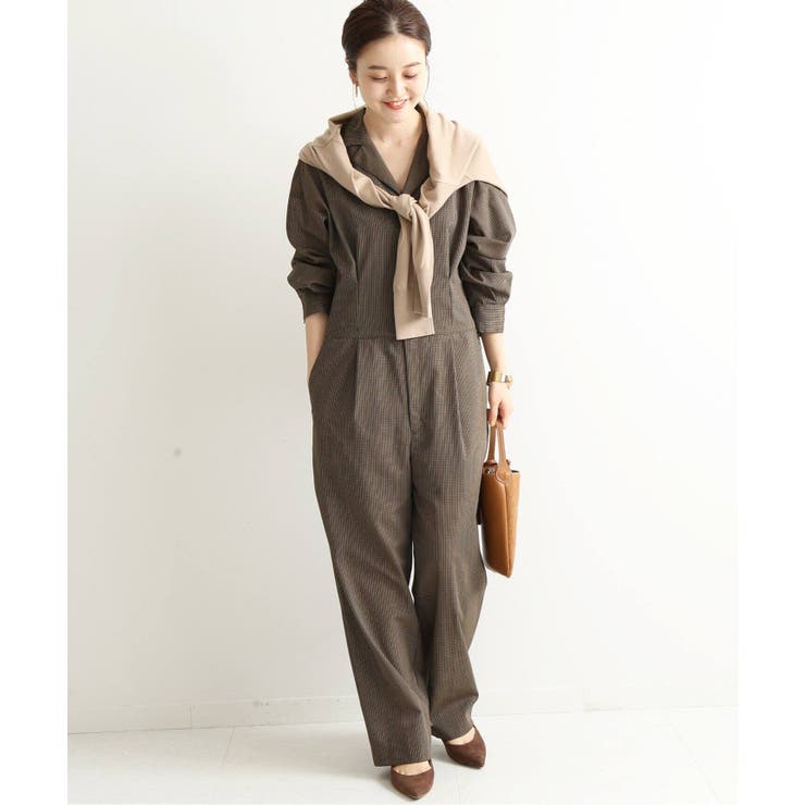 LE'RURE ベージュ シアー袖 オールインワン LE'RURE ベージュ シアー袖