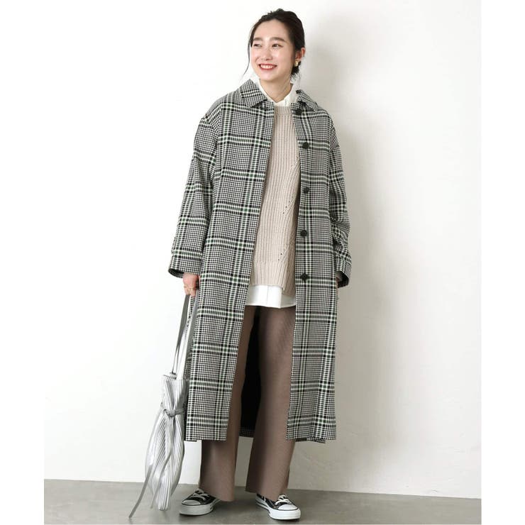 B.C STOCK ベーセーストック】 チェックステンカラーコート[品番
