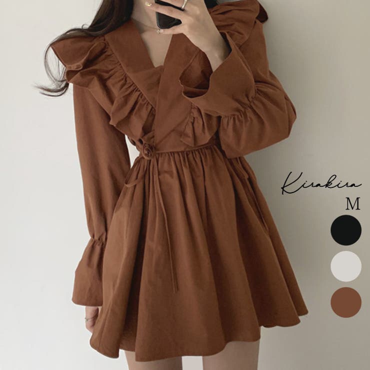 SHOPLIST限定】ショート丈フリルワンピース ミニワンピース シャツ