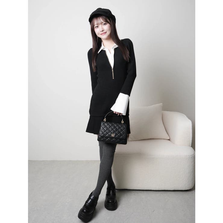 フロントZIPニットプリーツワンピース[品番：LINW0002735]｜LIPSERVICE