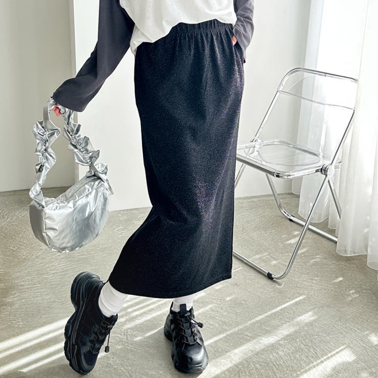 FIRST MOOD】すっきり見え！ラメタイトロングスカート[品番